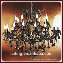 Chandelier et pendentif en cristal de bougie noire en fer